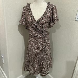 Max Studio brown ruffle brown midi dress. Size large.